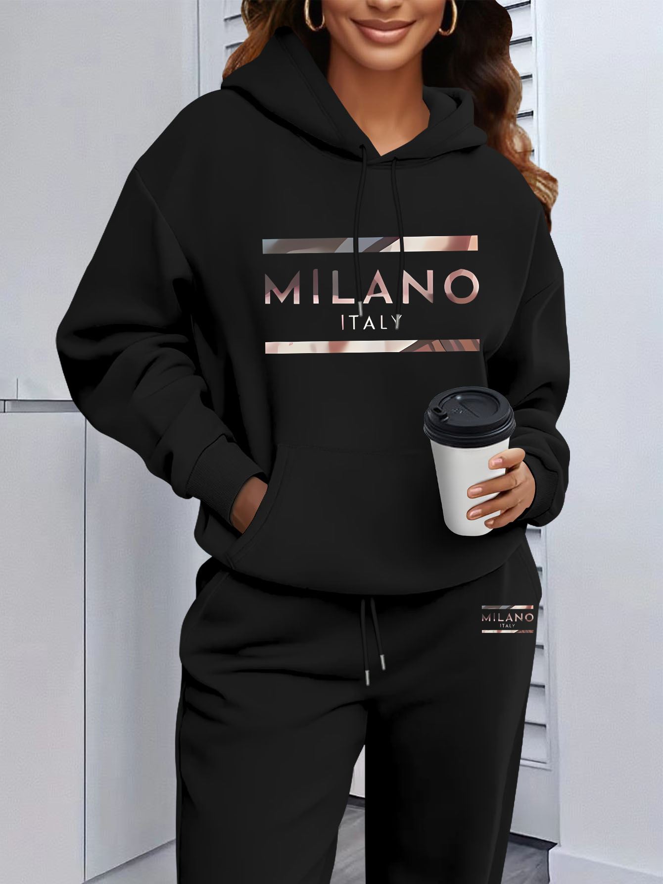 Winter Clothing For Women - 2026 Dames Print Hoodie Sweatshirt Set