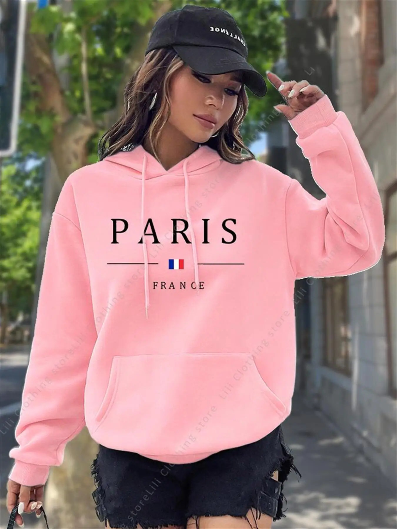 Winter Clothing Drawing - PARIS Grafische Letter Hoodies Dames Sweatshirt