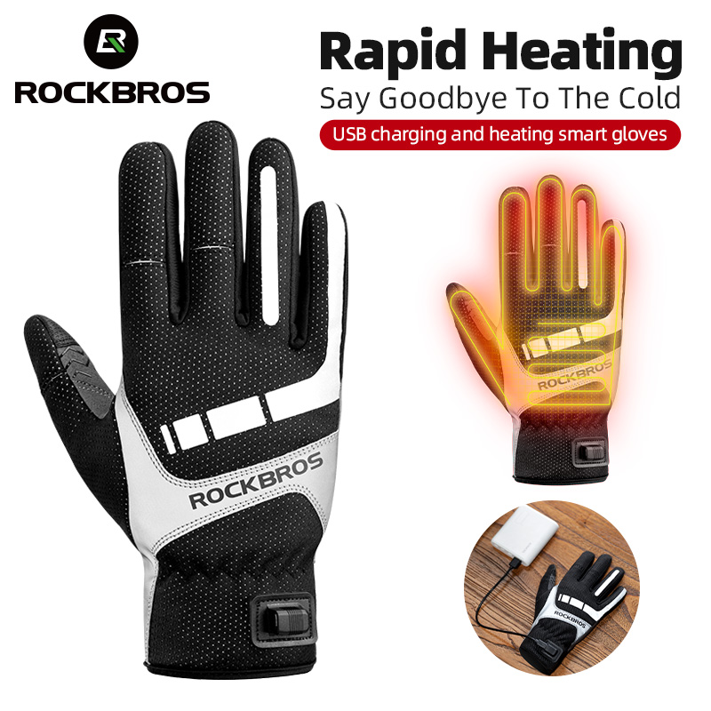 Heated Gloves Electric - ROCKBROS Verwarmde winterhandschoen Fietshandschoenen USB Elektrisch