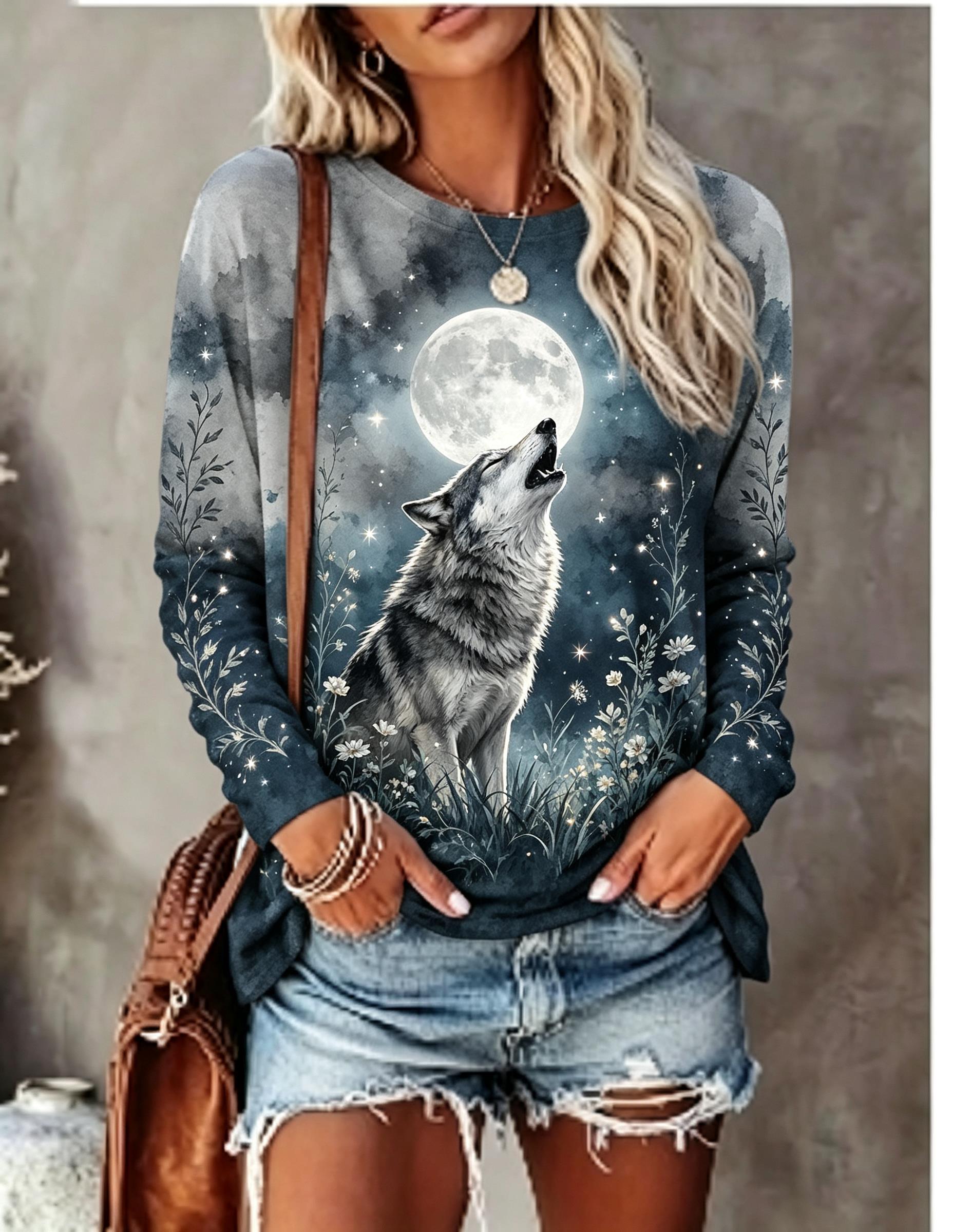 Winter Clothing For Women - Dames T-shirt met lange mouwen, Howling