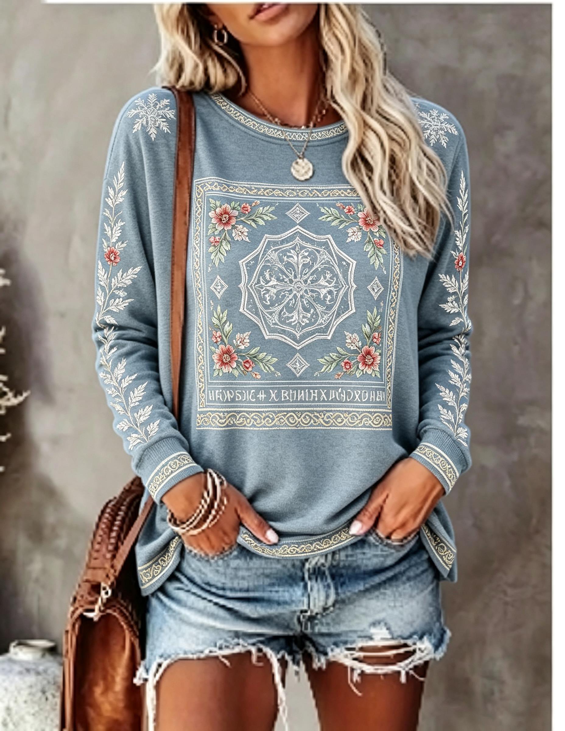 Dames T-shirt met ronde hals e - Winter Clothing For Women recensie en prijs