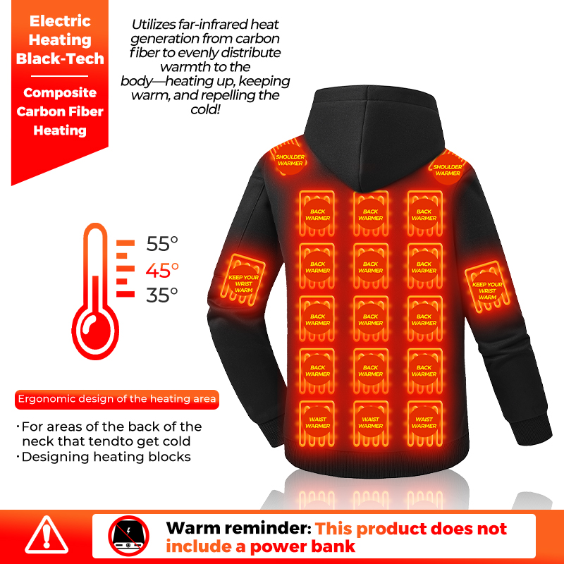 Verwarmde hoodie met 26 zones, - Winter Clothing Hiking recensie en prijs